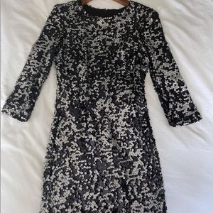 French Connection Black/Silver Sequin Cocktail Dress